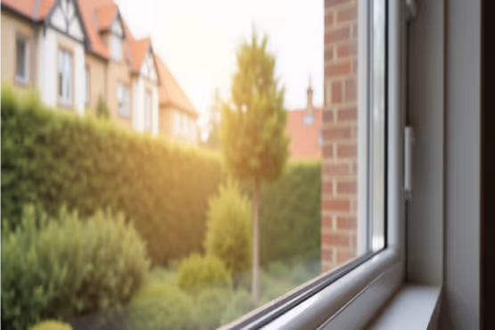 A close-up of a white UPVC window frame with a subtle texture.